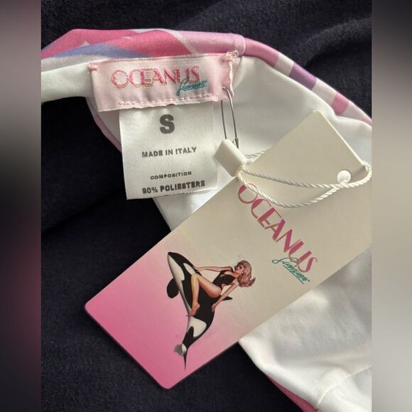 Oceanus Designer Bikini Top Size Small Unpadded 80s Glamour Inspired Pink Purple - Picture 3 of 3